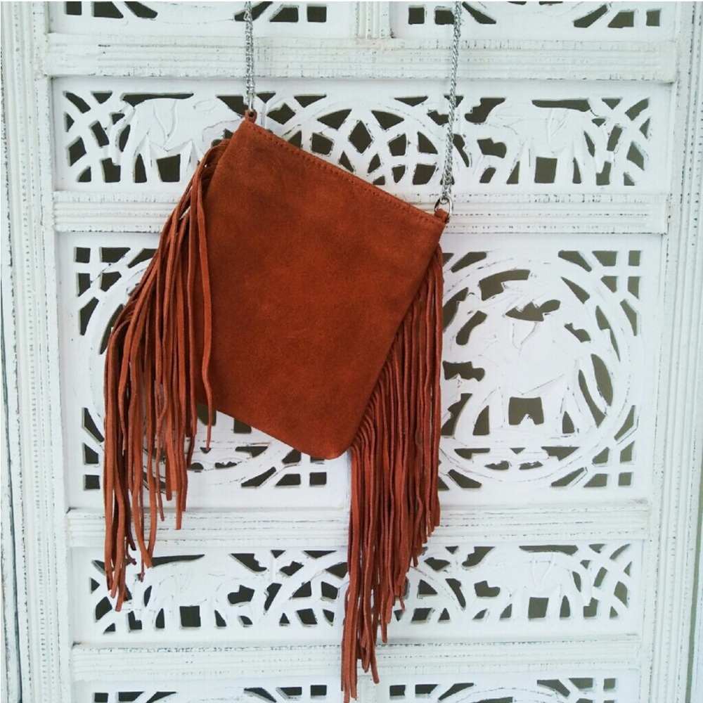 Urban Outfitters Fringe Suede Shoulder Bag - Brown